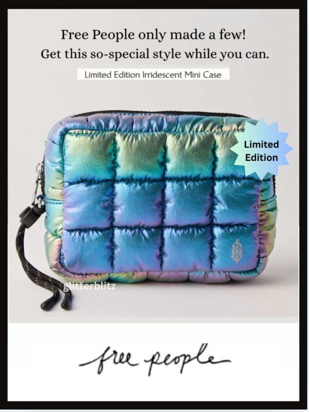 Free People Limited Edition Irridescent Quilted Carryall Mini Case in Nebula